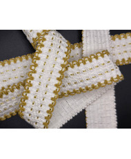 Sangle tissée Luxor 38 mm Blanc / Curry