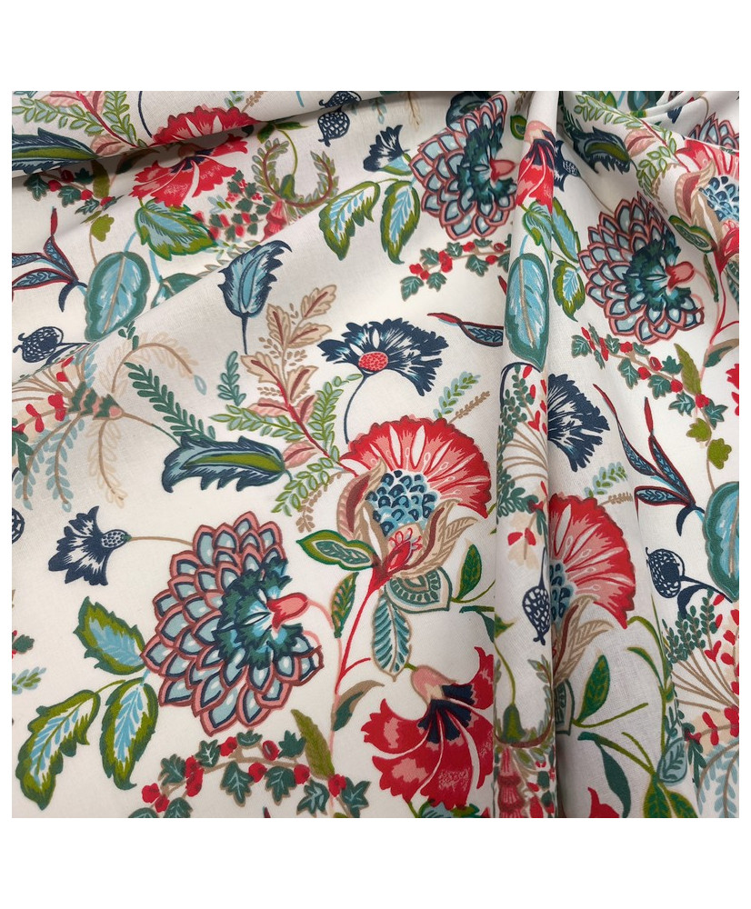 Tissu Poly-Coton aux Motifs Floraux Traditionnels – Altesse