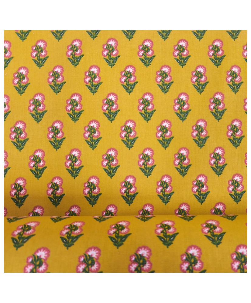 Tissu Adi fleur Provence moutarde