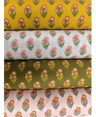 Tissu Adi fleur Provence turquoise