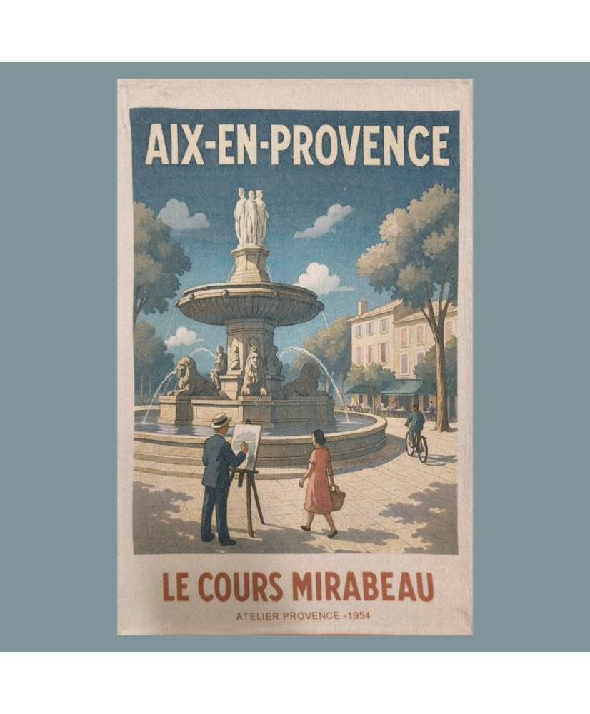 Torchon 100% Coton Aix en Provence Vintage – Fabriqué en France