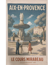 Torchon 100% Coton Aix en Provence Vintage – Fabriqué en France