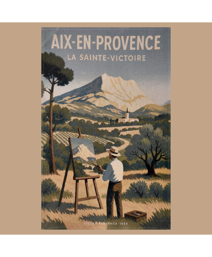Torchon 100% Coton Cézanne - Aix en Provence - Vintage – Fabriqué en France