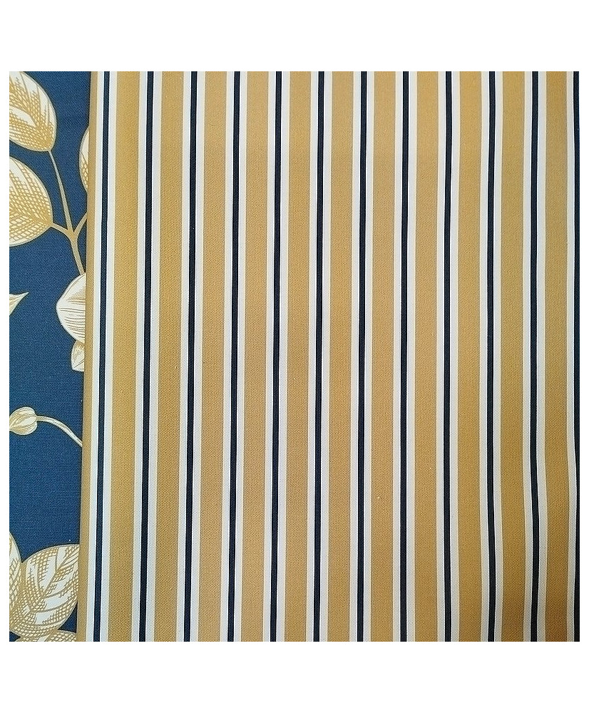 Alami stripes -Mustard & Navy Striped Fabric –280 cm