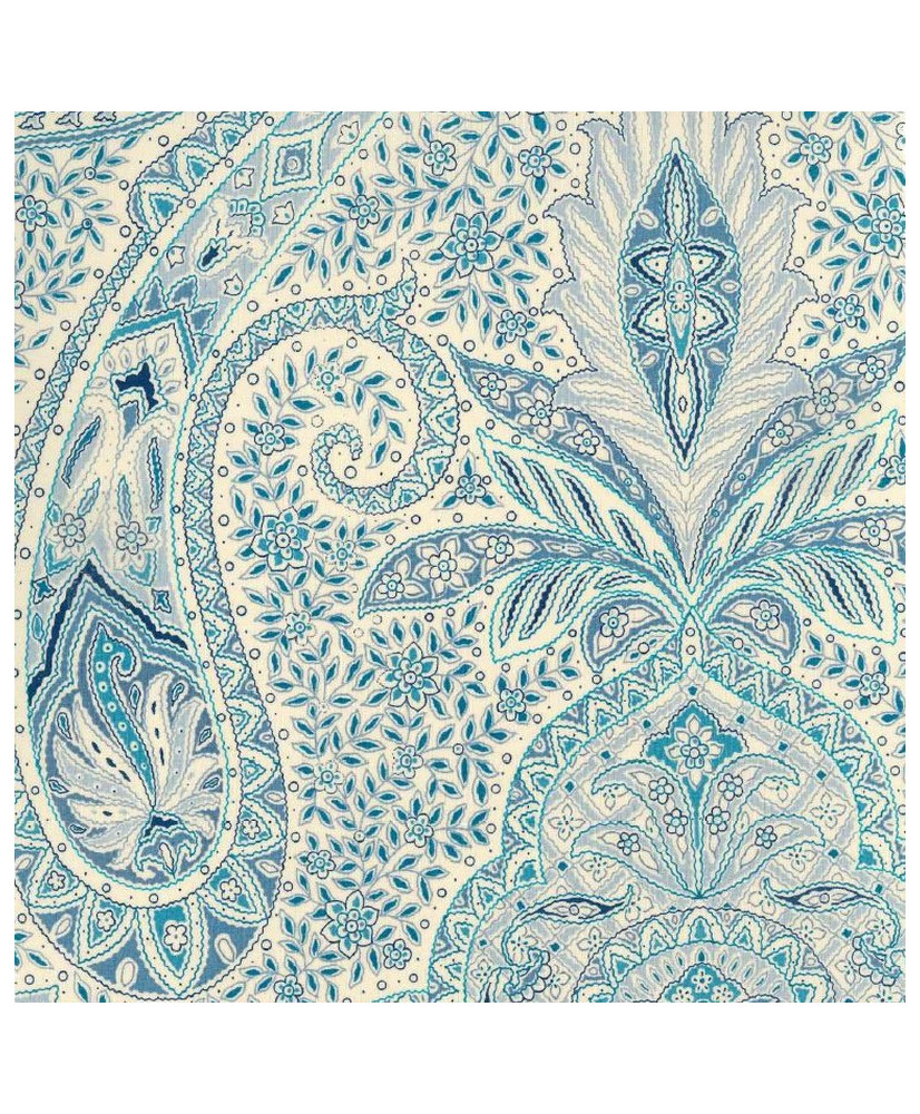 Népal- Tissu Percale à drap Bleu