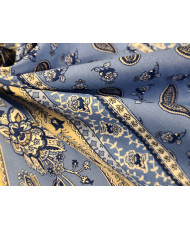 Coupon Tissu Cretonne Arlésienne rayure fond Bleu 1.20 m