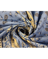 Coupon Tissu Cretonne Arlésienne rayure fond Bleu 1.20 m