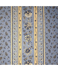Coupon Tissu Cretonne Arlésienne rayure fond Bleu 1.20 m