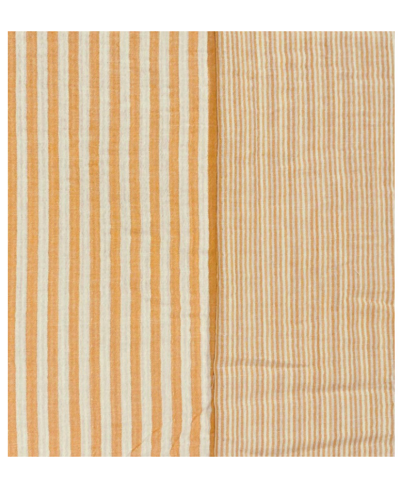 Striped Cotton Double Gauze Fabric – Lemon Mango – 125 cm Width