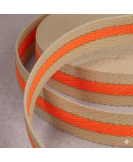 Sangle 3 bandes fluo et fil métal  30 mm - orange