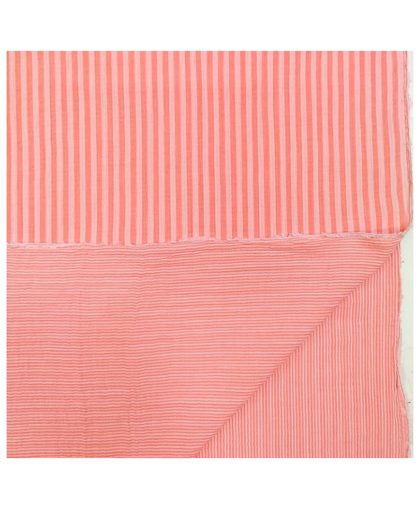 Striped Cotton Double Gauze Fabric – Pink--Cherry– 125 cm Width
