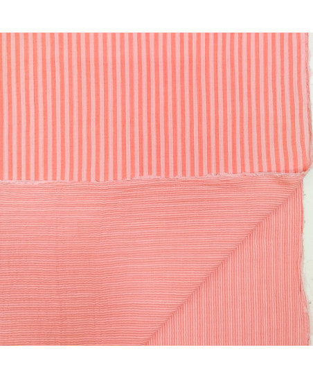Double gaze coton rayée rose cerise– tissu léger 125 cm