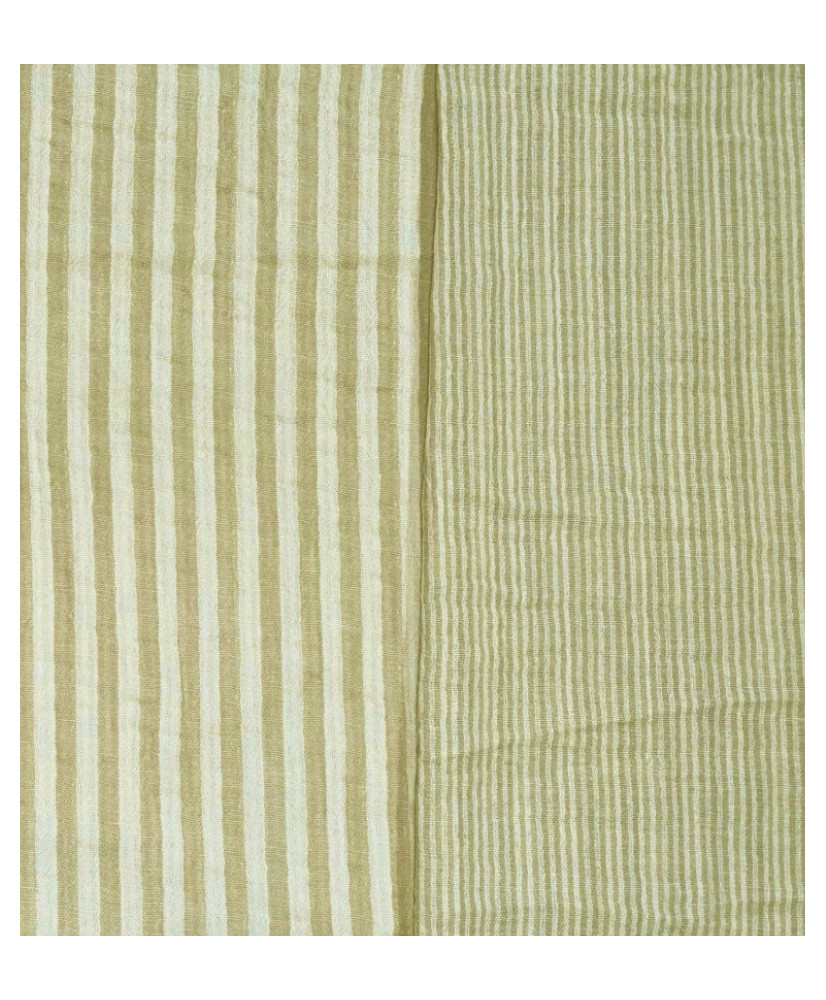 Striped Cotton Double Gauze Fabric – green – 125 cm Width