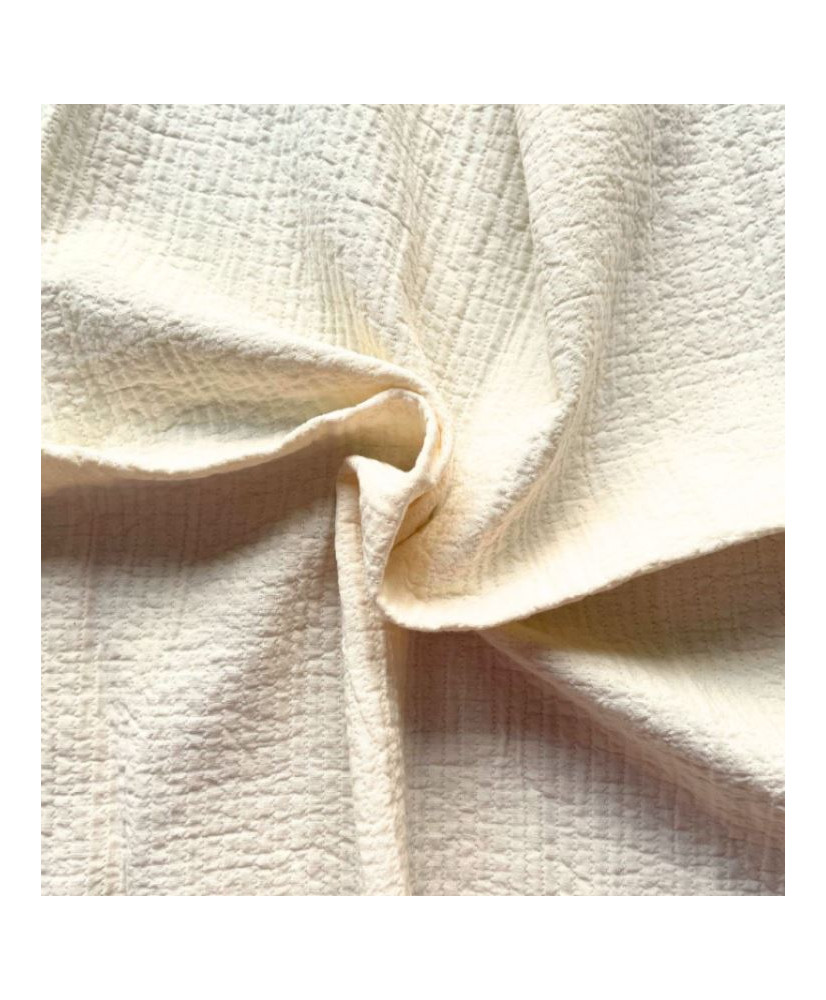 Tissu Coton Surpiqué Écru