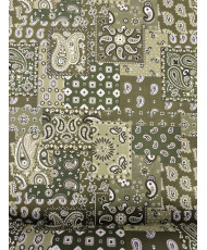 Tissu 100% Coton Imprimé Bandana & Paisley - Farwest vert