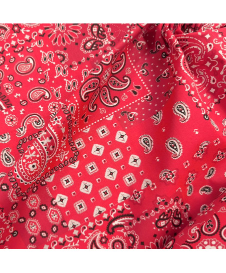 Tissu Farwest Rouge 100% Coton Imprimé Bandana & Paisley