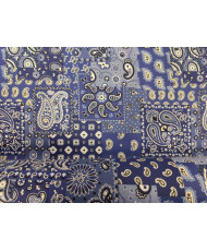 Tissu 100% Coton Imprimé Bandana & Paisley - Farwest bleu