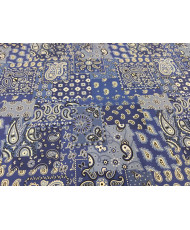 Tissu 100% Coton Imprimé Bandana & Paisley - Farwest bleu