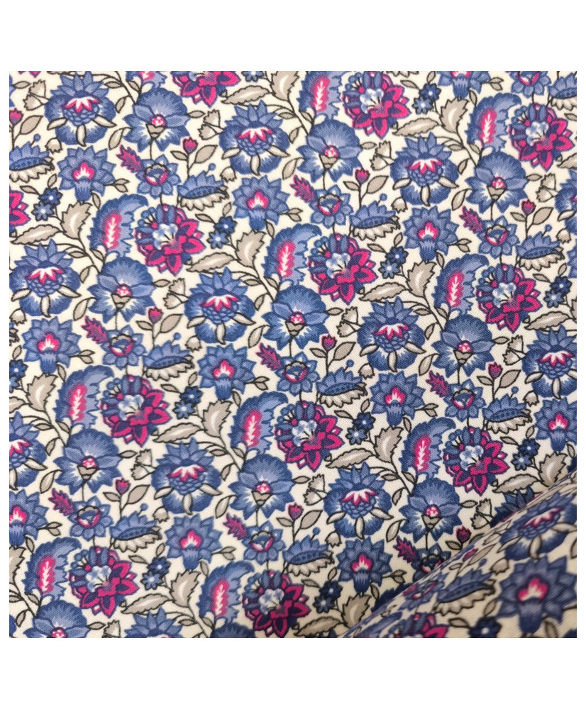 Tissu Cretonne 100% Coton Fleuri Liberty - Laize 160 cm |Coloris violet