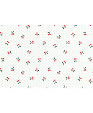 Tissu "Cherries" 100% Coton Motif Cerises & Vichy Vert – Largeur 140 cm