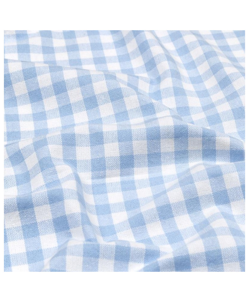 light blue checked yarn-dyed woven fabric