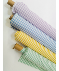 Mint green checked yarn-dyed woven fabric