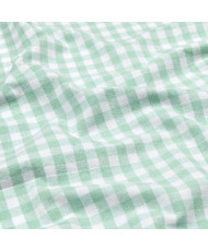 Mint green checked yarn-dyed woven fabric
