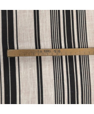 Coupon Lin rayé Noir/ blanc 1.15 m