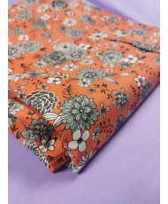 Coupon florale - Cretonne orange 1m