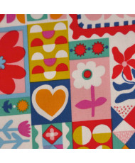 Tissu percale coton imprimé Bimba - Motifs Patchwork Graphique & Fleuri Multicolore