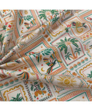 copy of Tissu percale coton imprimé Bimba - Motifs Patchwork Graphique & Fleuri Multicolore