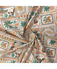 Tissu percale coton imprimé Bomdia - Motifs Éphémérides & Faune Tropicale