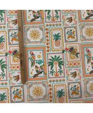 Tissu percale coton imprimé Bomdia - Motifs Éphémérides & Faune Tropicale