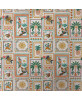Tissu en percale de coton Bomdia aux motifs encadrés de perroquets, singes, palmiers et ananas style exotique rétro