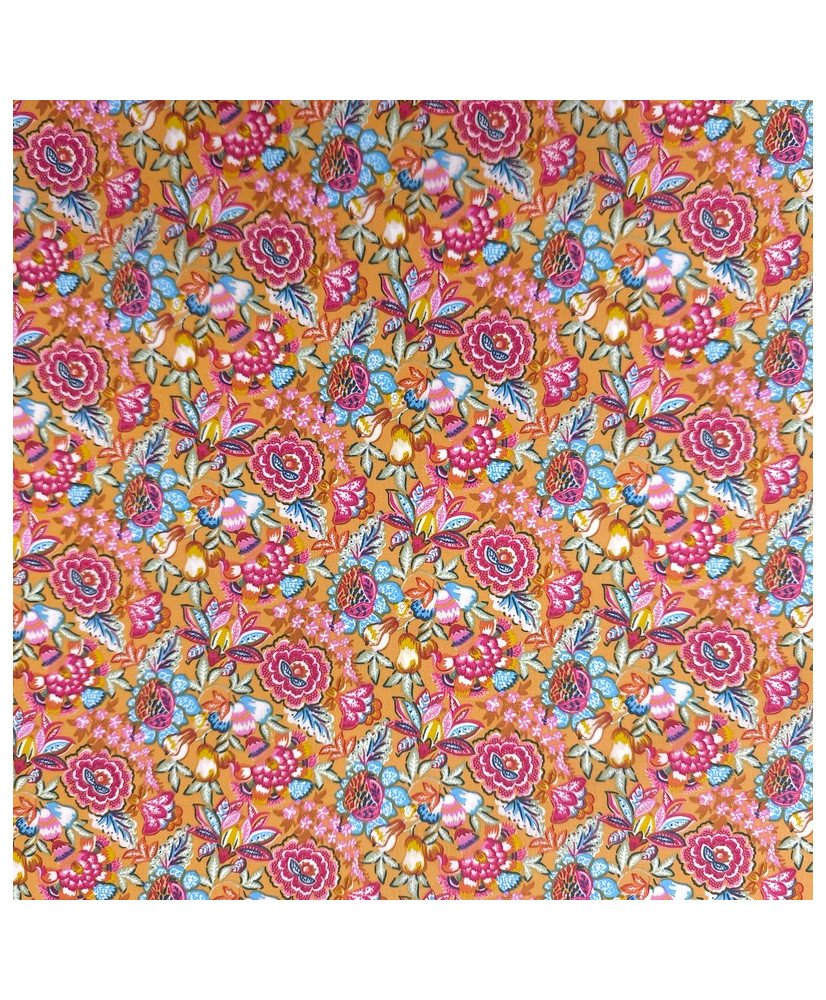 copy of Tissu percale coton imprimé Bimba - Motifs Patchwork Graphique & Fleuri Multicolore