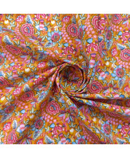 Tissu percale coton imprimé Esmeralda - Motif Floral Vintage & Cachemire Multicolore