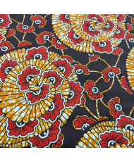 Tissu Wax noir et rouge 112 cm