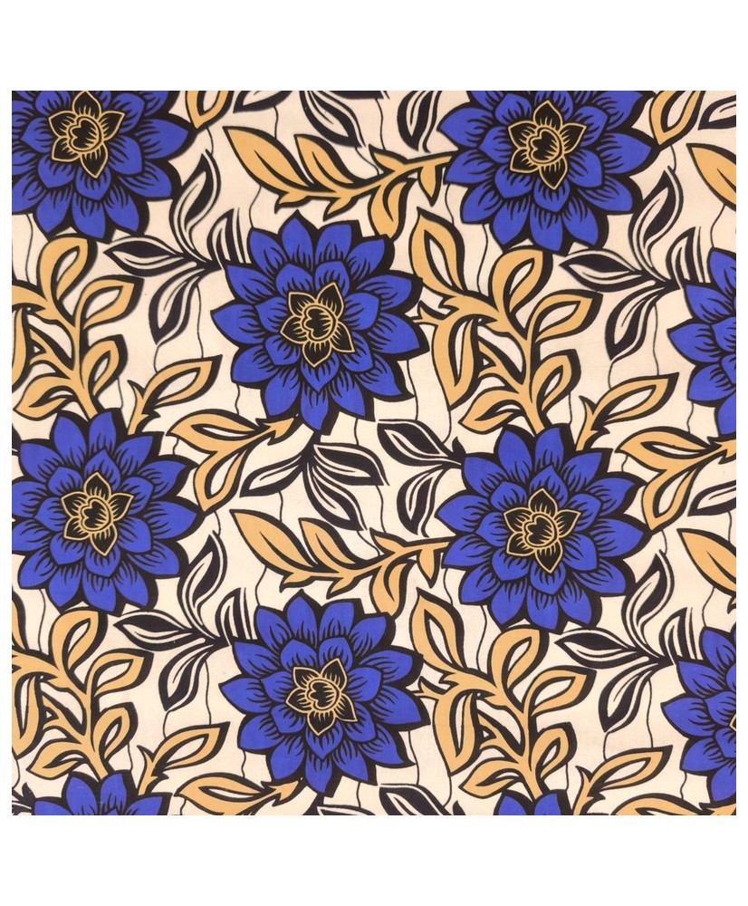 Tissu Wax Blanc et bleu 112 cm