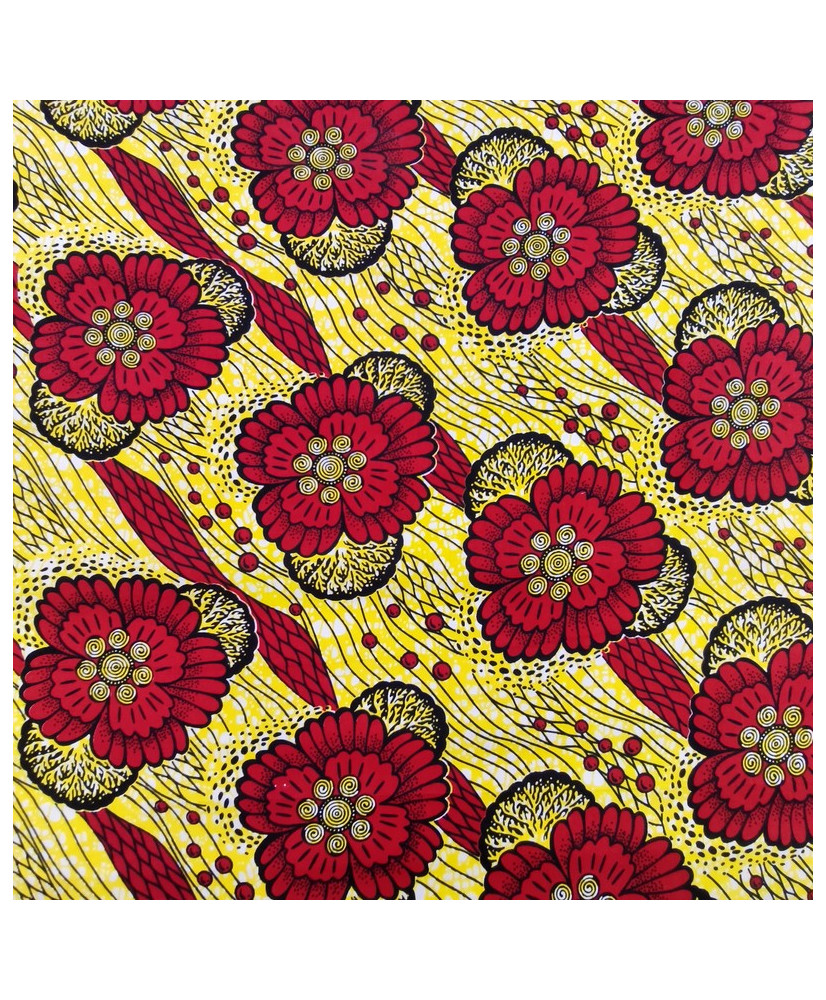 Tissu Wax Paille et rouge 112 cm