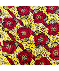 Tissu Wax Paille et rouge 112 cm