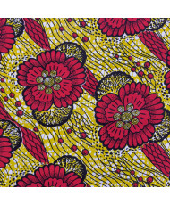 Tissu Wax Paille et rouge 112 cm