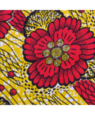 Tissu Wax Paille et rouge 112 cm