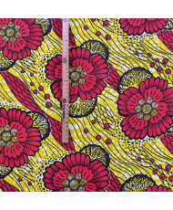 Tissu Wax Paille et rouge 112 cm