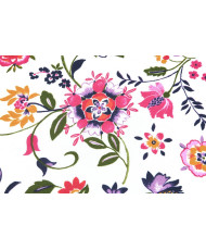 Tissu Toile Enduite "Macarena" – Motif Fleuri Rose (Laize 140 cm)