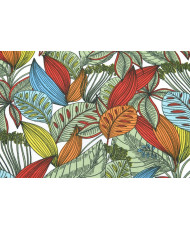 Tissu Toile Enduite "Cordoba" – Feuilles tropicales multicolores (Laize 140 cm)