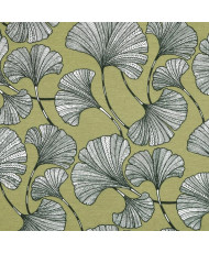 Tissu Toile Enduite "Ginkgo" – Fond Kaki (Laize 140 cm)