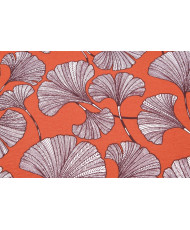 Tissu Toile Enduite "Ginkgo" – Fond terracotta (Laize 140 cm)