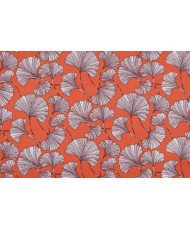 Tissu Toile Enduite "Ginkgo" – Fond terracotta (Laize 140 cm)