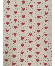 Coupon Cretonne Mini cœur rouge fond écru 1 m