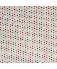 Coupon Cretonne Mini cœur rouge fond écru 1 m